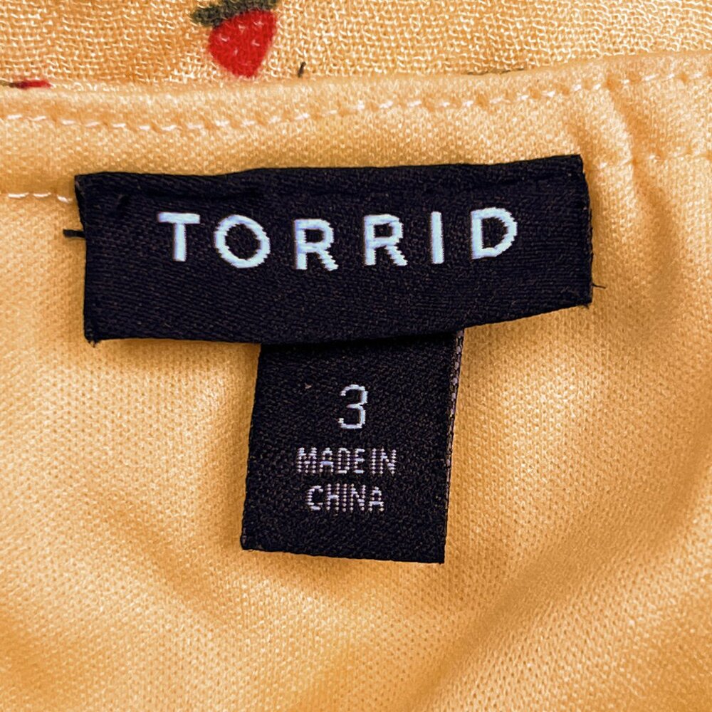 torrid Mini Gauze Smocked Waist Dress Strawberries Yellow Dress‎ Size 3 - NWOT - Picture 7 of 9